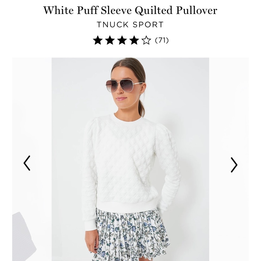 White Puff Sleeve Quilted Pullover
TNUCK SPORT